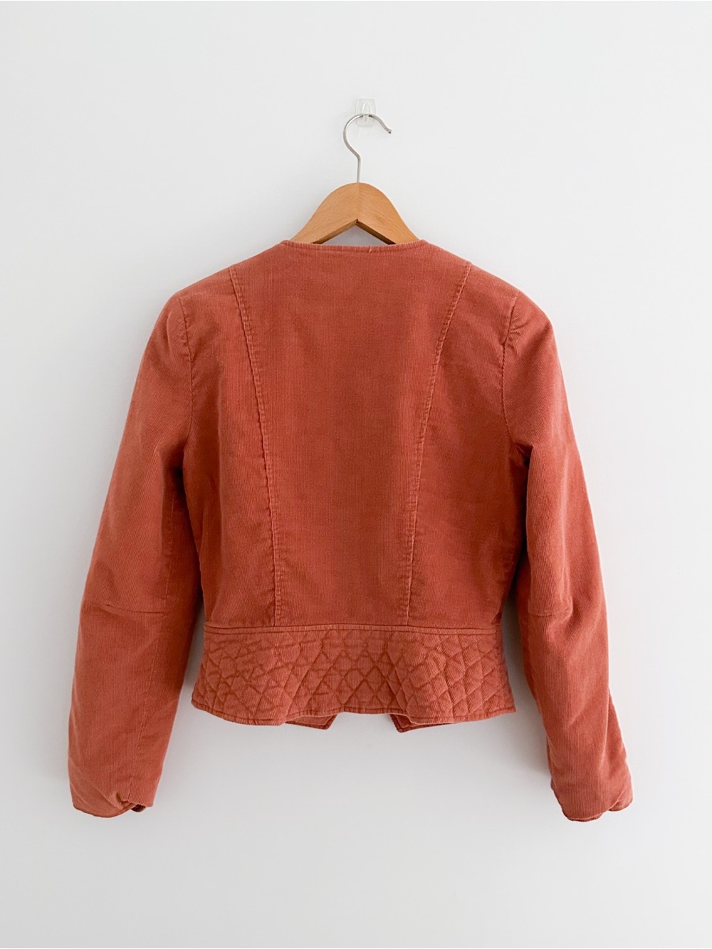 Vintage Terracotta Corduroy Quilted Jacket Cropped Prairie Cottagecore Size S - Picture 5 of 7